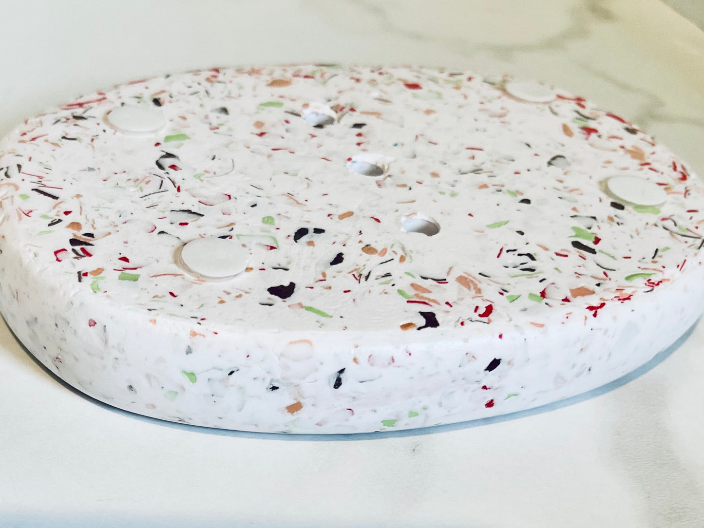 White Ceramic Terrazzo Soap Dish
