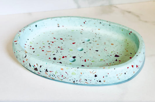 Mint Green Ceramic Terrazzo Soap Dish