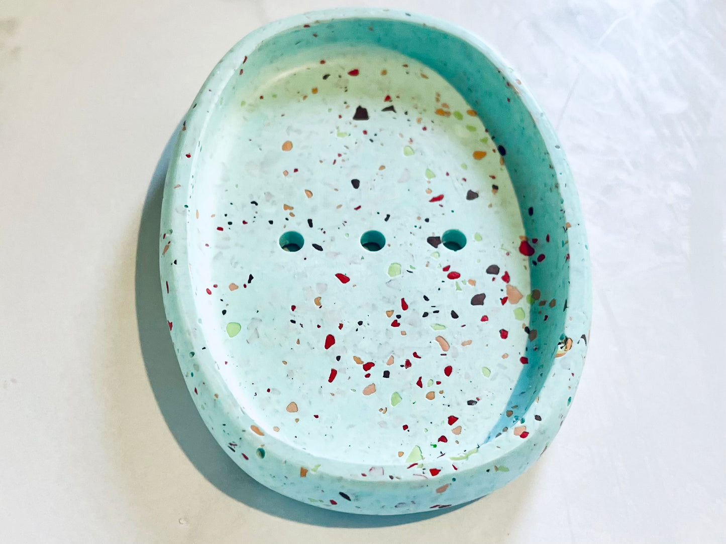 Mint Green Ceramic Terrazzo Soap Dish