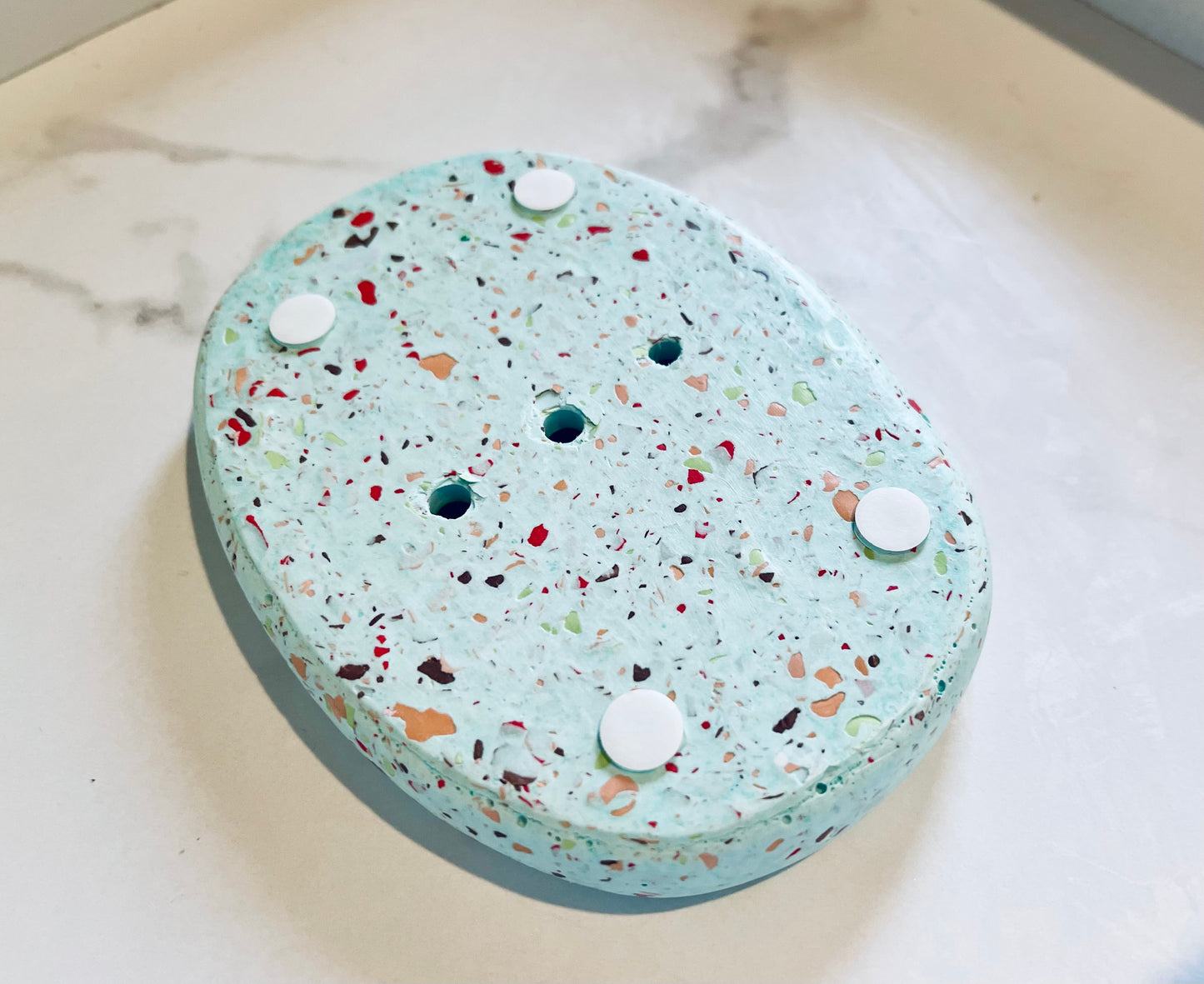 Mint Green Ceramic Terrazzo Soap Dish