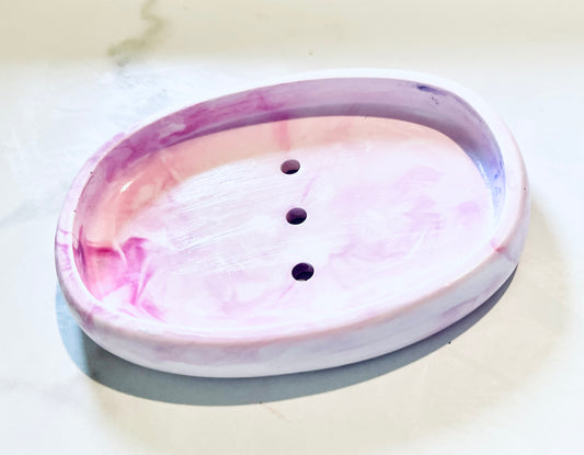 Light Pink Swirl Ceramic Soap Dish