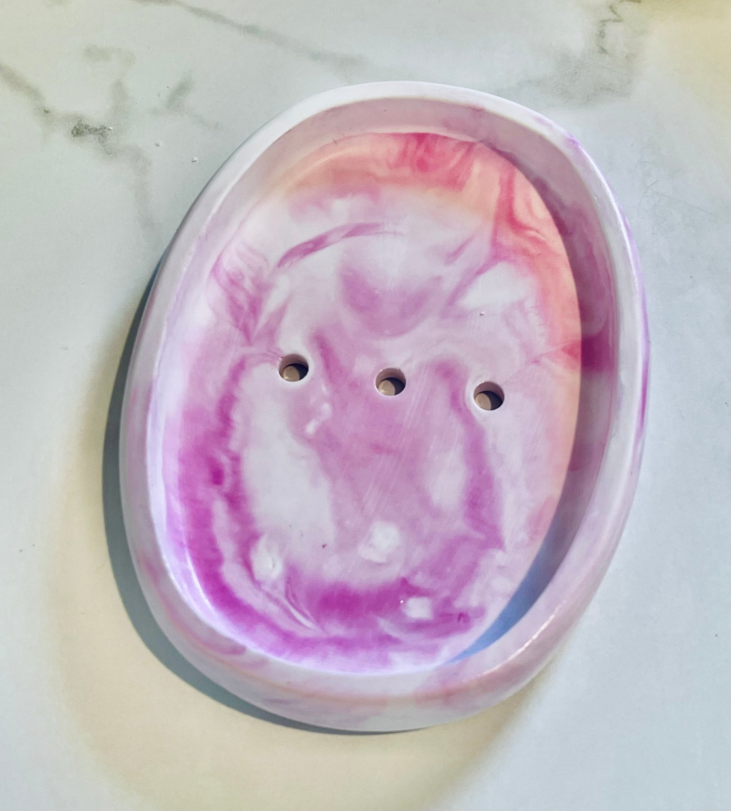 Hot Pink Swirl Ceramic Soap Dish