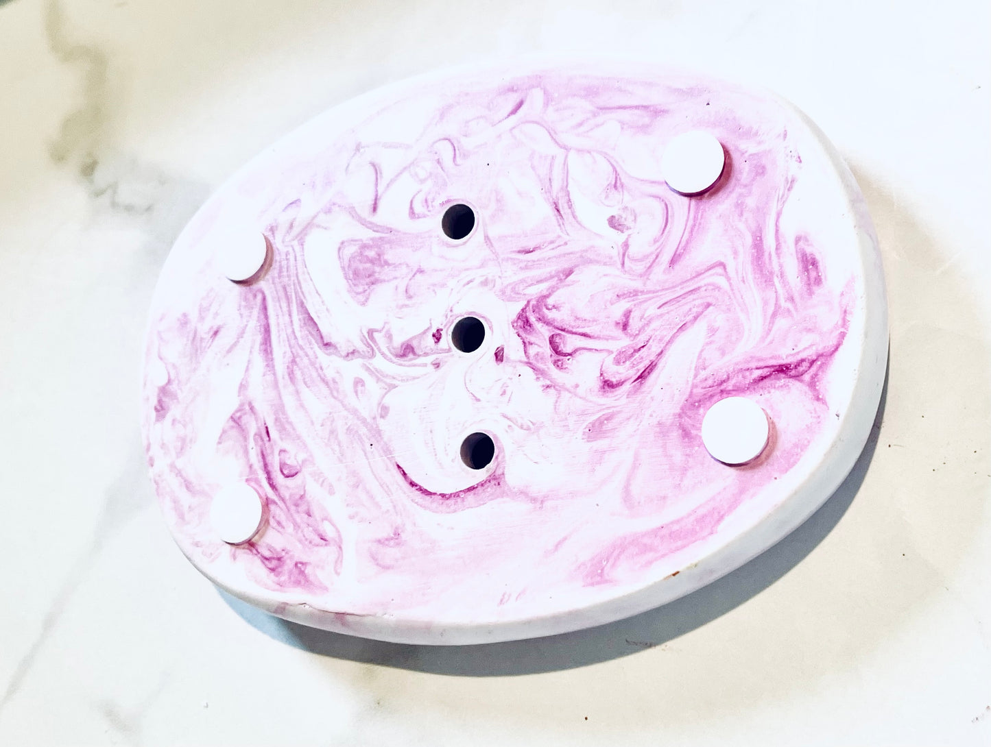 Hot Pink Swirl Ceramic Soap Dish