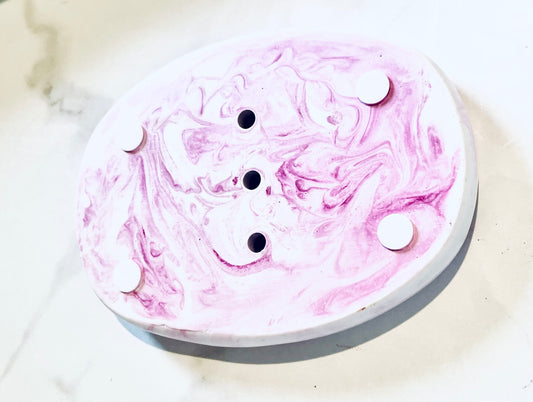 Hot Pink Swirl Ceramic Soap Dish
