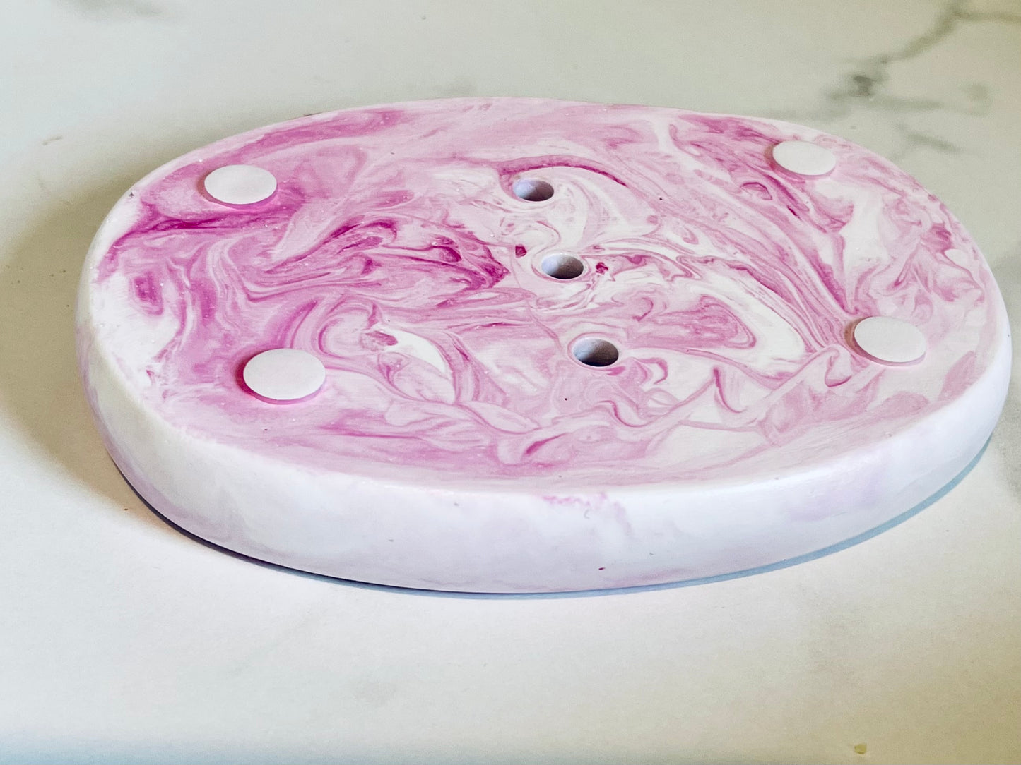 Hot Pink Swirl Ceramic Soap Dish