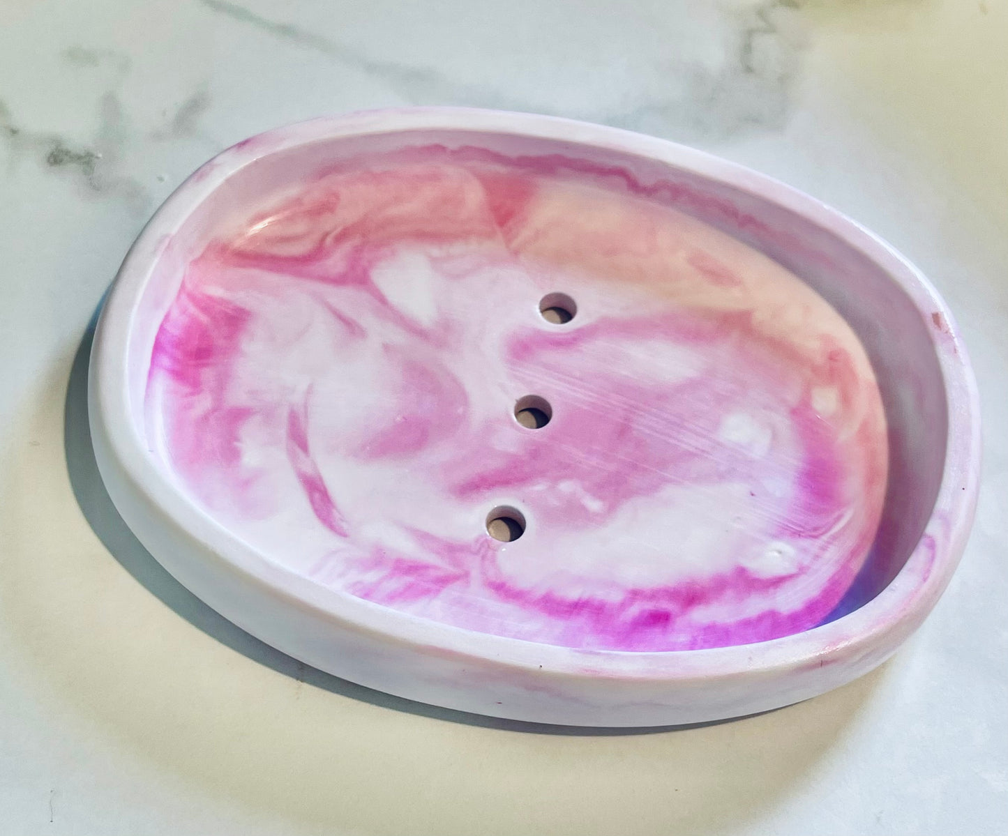Hot Pink Swirl Ceramic Soap Dish