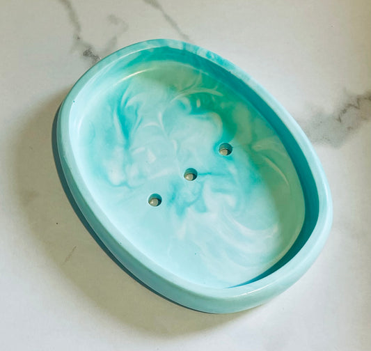 Turquoise Swirl Ceramic Soap Dish