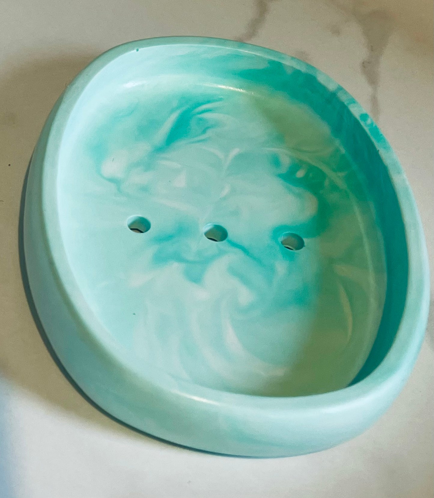 Turquoise Swirl Ceramic Soap Dish