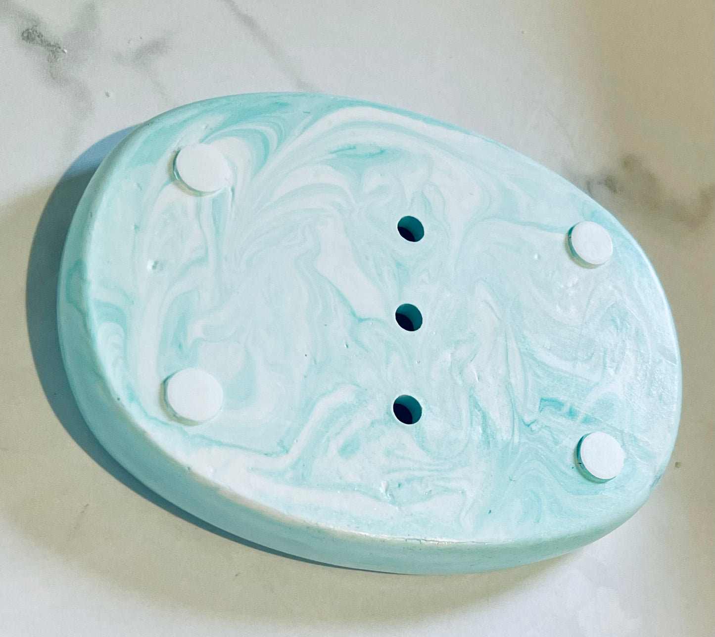 Turquoise Swirl Ceramic Soap Dish