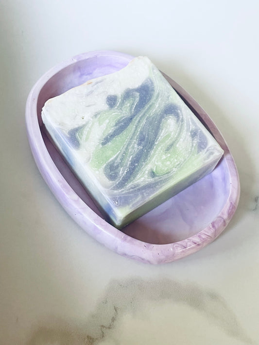 Purple Swirl Ceramic Soap Dish