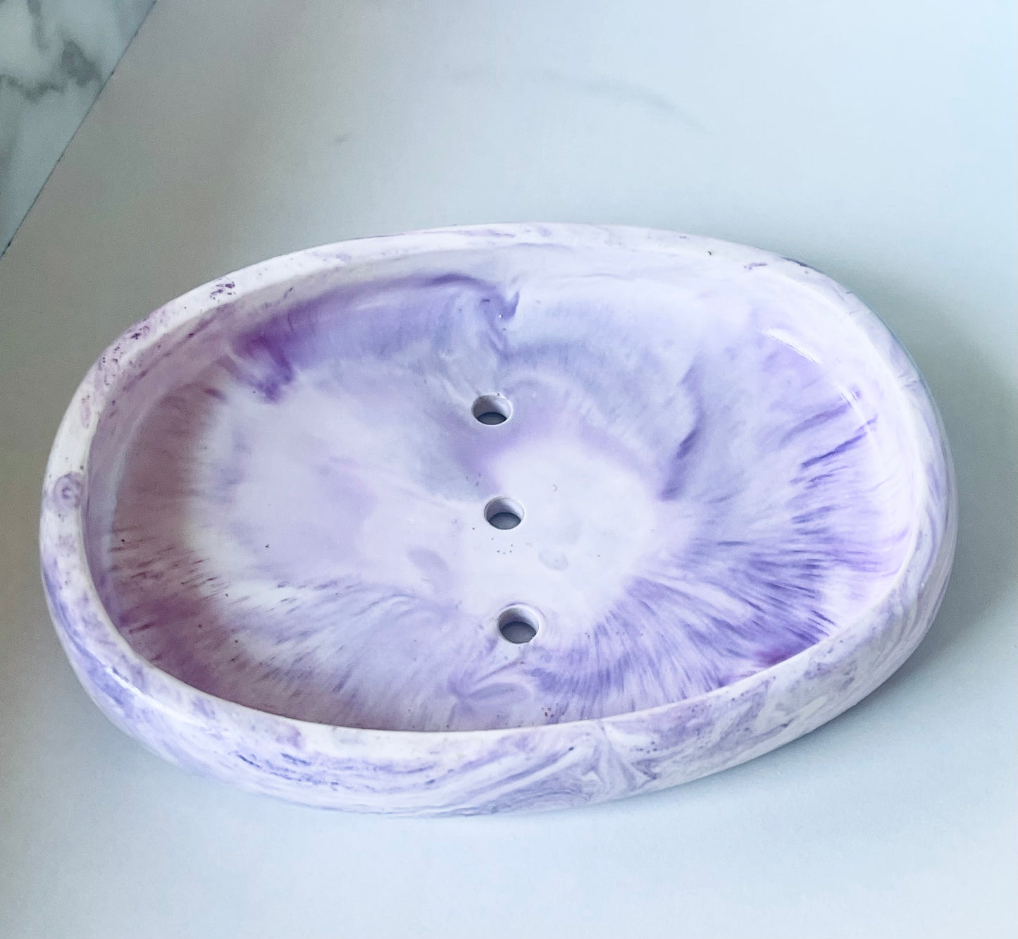 Purple Swirl Ceramic Soap Dish