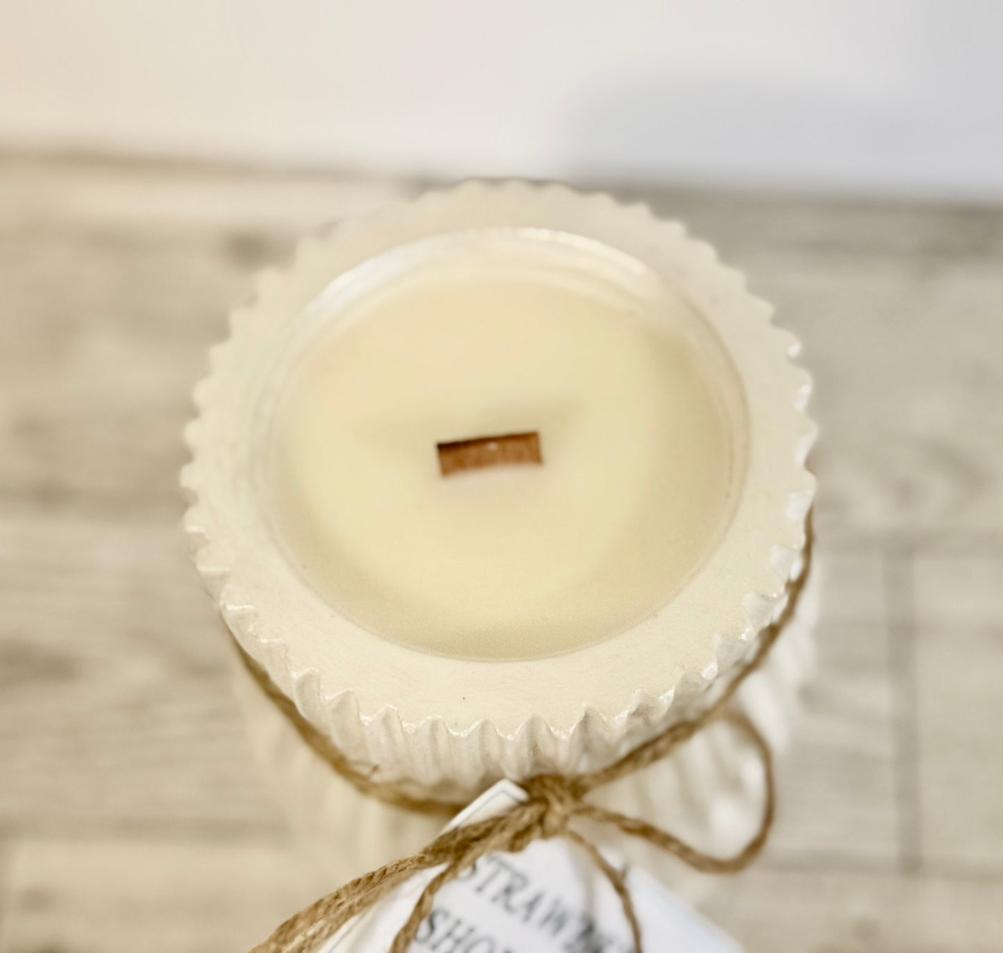 Strawberry Shortcake Iridescent White Ceramic Soy Candle