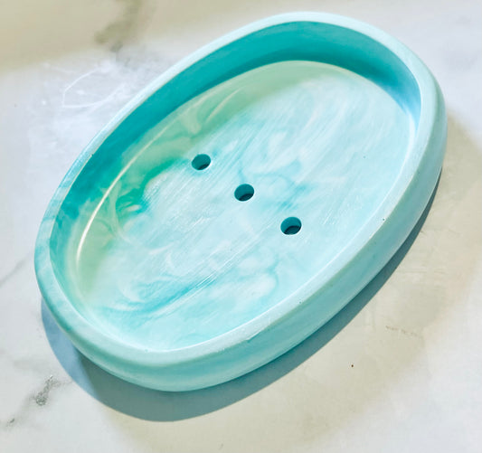 Turquoise Swirl Ceramic Soap Dish