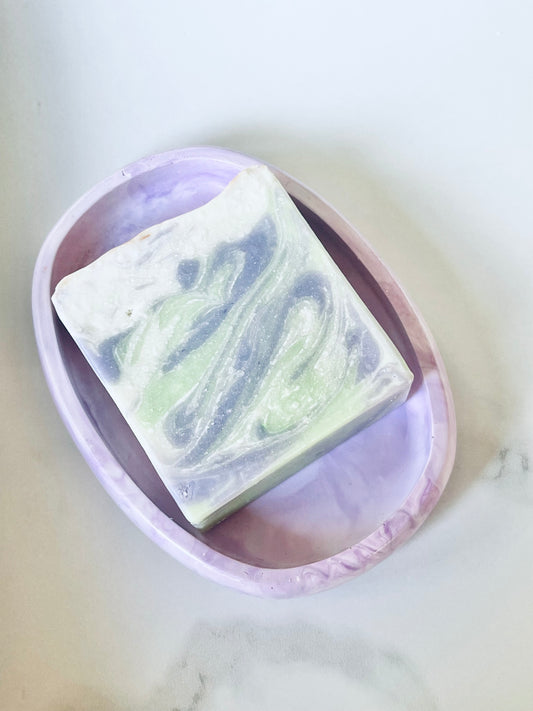 Purple Swirl Ceramic Soap Dish
