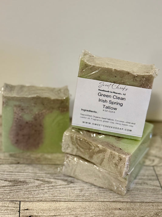 Green Clean Irish Spring Beef Tallow Soap