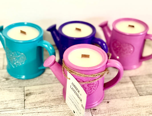 Amber + Lavender Ceramic Water Can Coconut Soy Candle